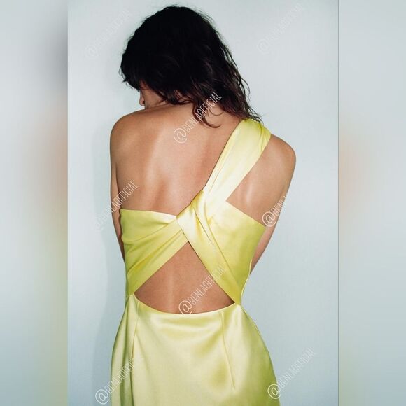 NWT ZARA SATIN EFFECT ASYMMETRIC DRESS - Picture 6 of 15